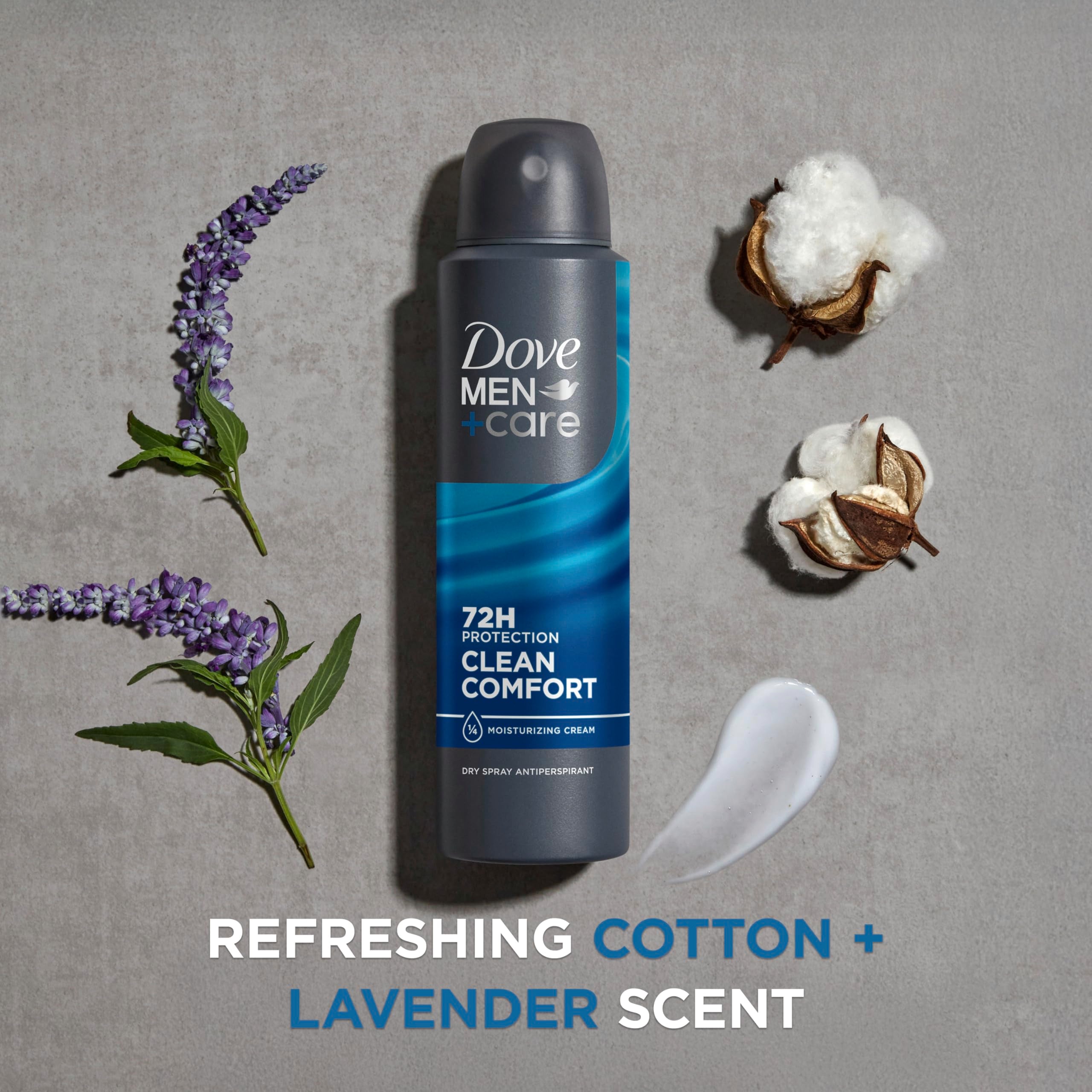 Dove Men+Care Antiperspirant Deodorant Clean Comfort, Pack of 12, Dry Spray For Men 72-hour Sweat and Odor Protection with Triple Defense Technology 3.8 oz